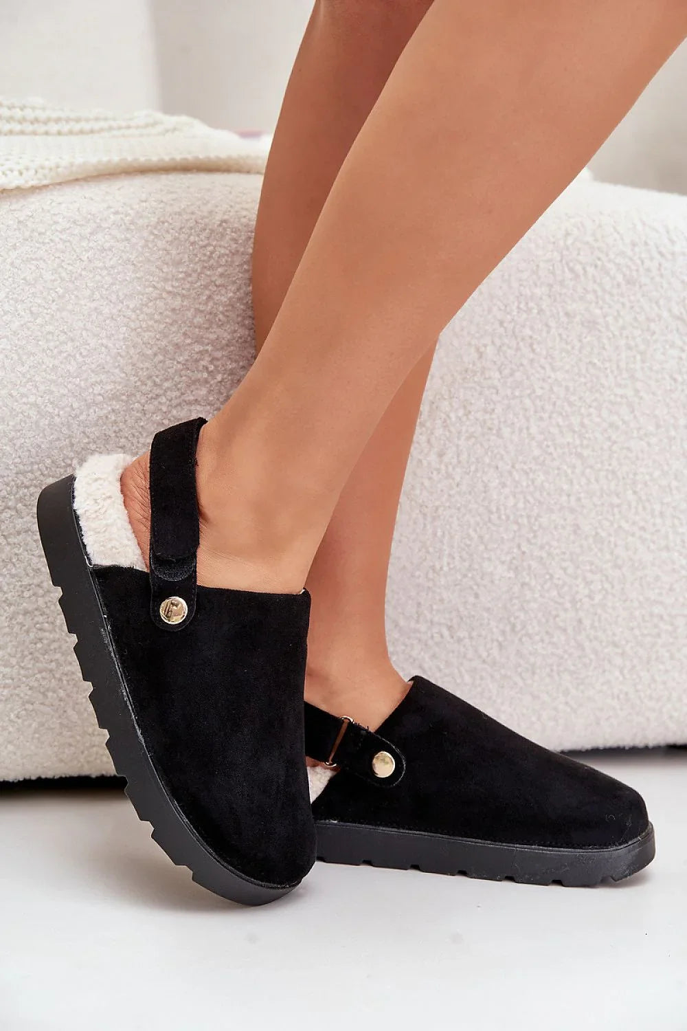 Women Suede Fur Platform Slippers