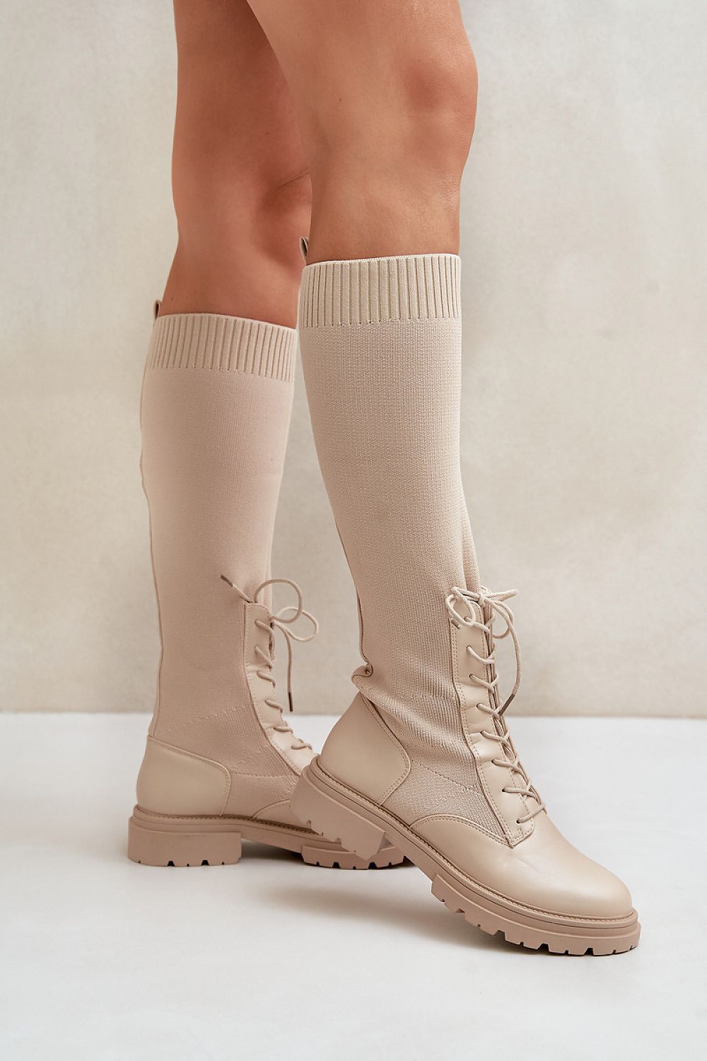 Women Thigh High Boots - Low Block Shoes
