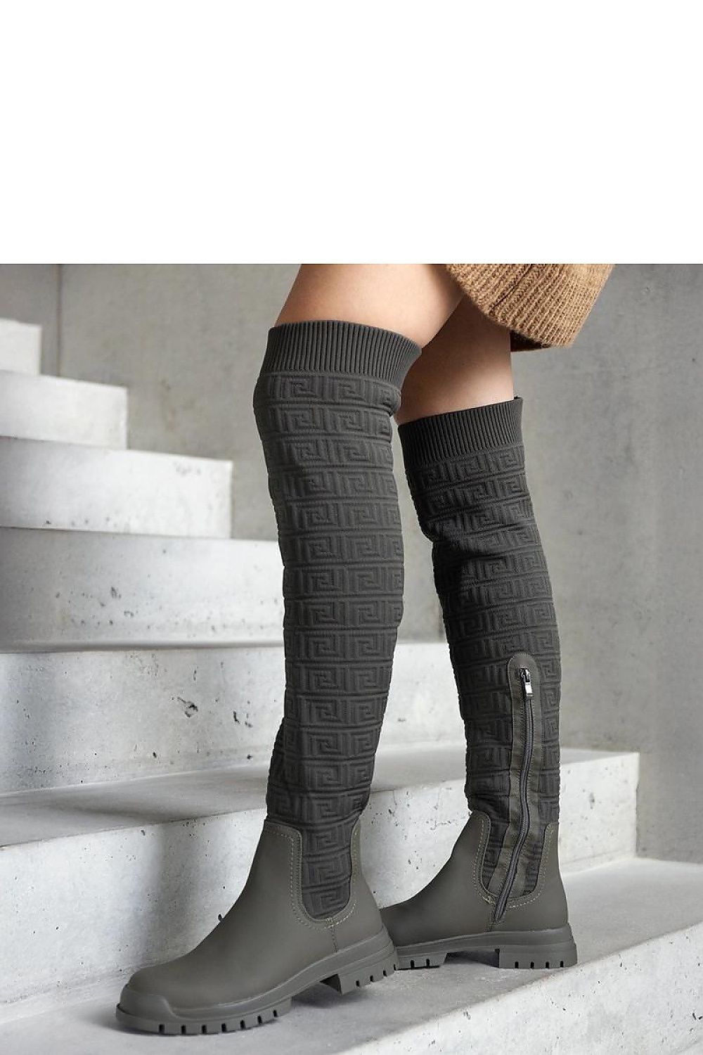 Women Thigh High Boots - Low Block Shoes
