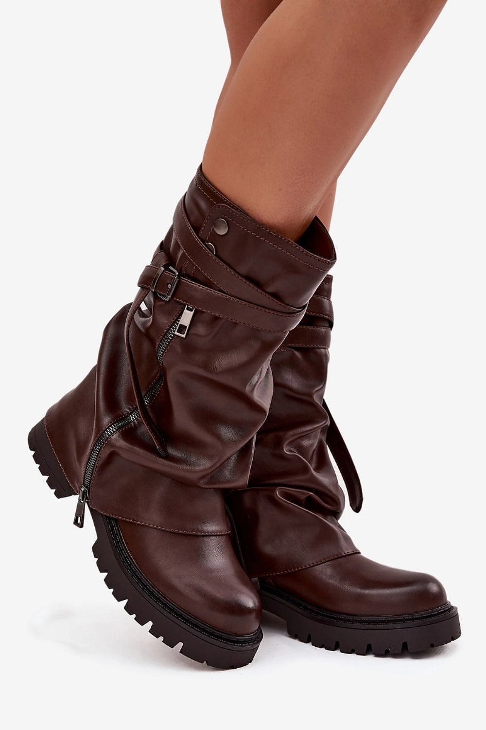Women Thigh High Boots - Low Chunky Shoes