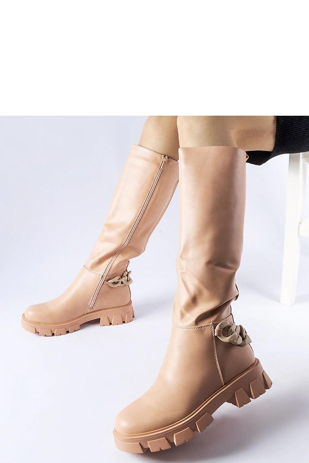 Women Thigh High Boots - Low Chunky Shoes