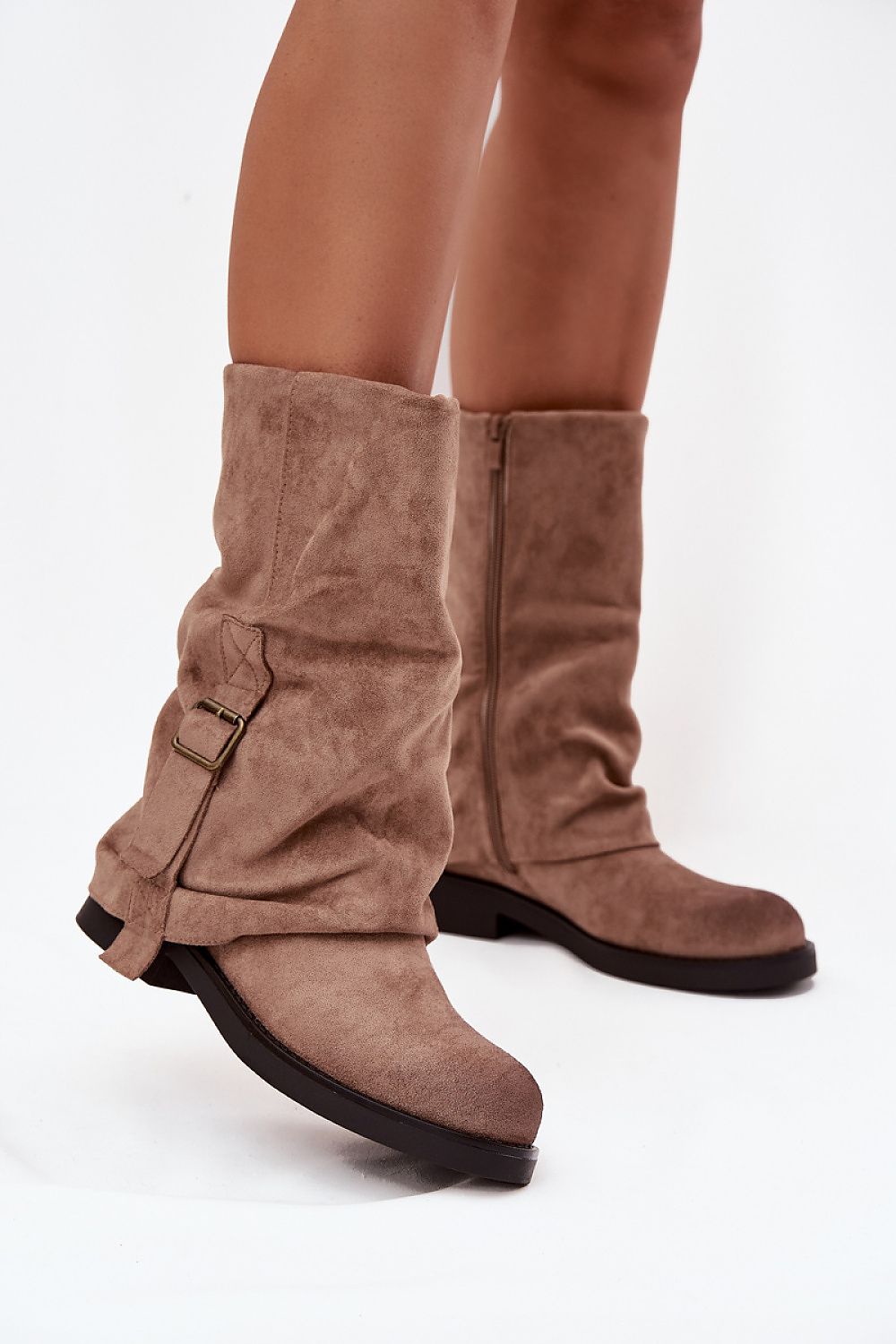 Women Thigh High Boots - Low Flat Shoes