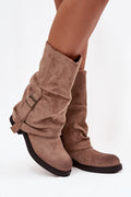 Women Thigh High Boots - Low Flat Shoes