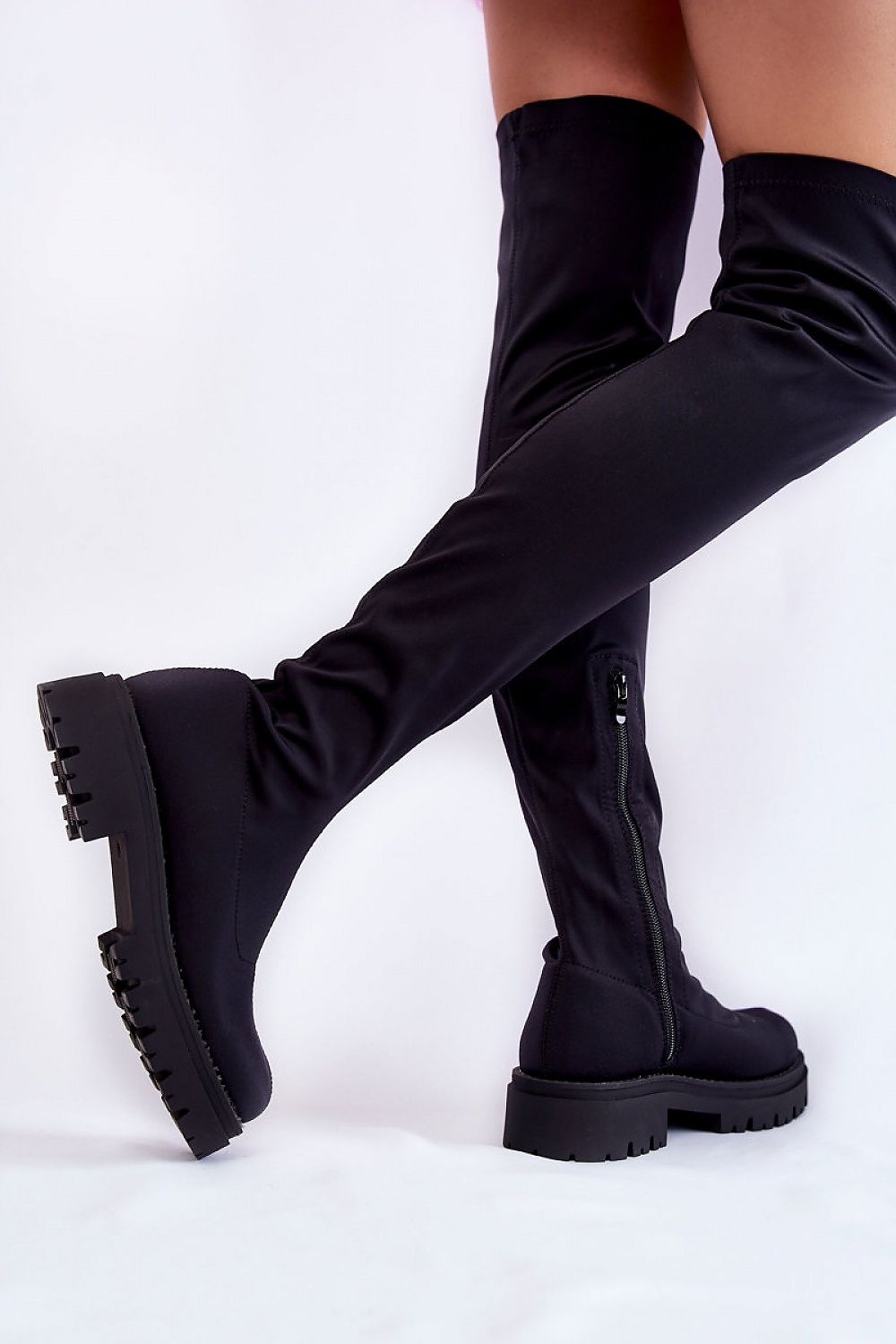 Women Thigh High Boots - Low Platform Shoes