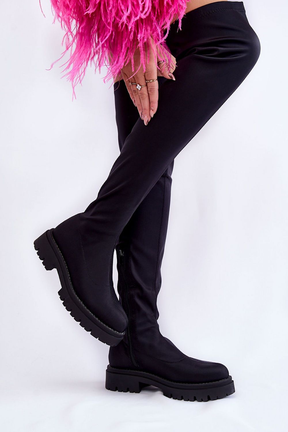 Women Thigh High Boots - Low Platform Shoes