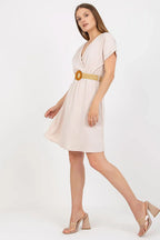 Women's Above Knee Day Dress – Regular Fit With Short Sleeves