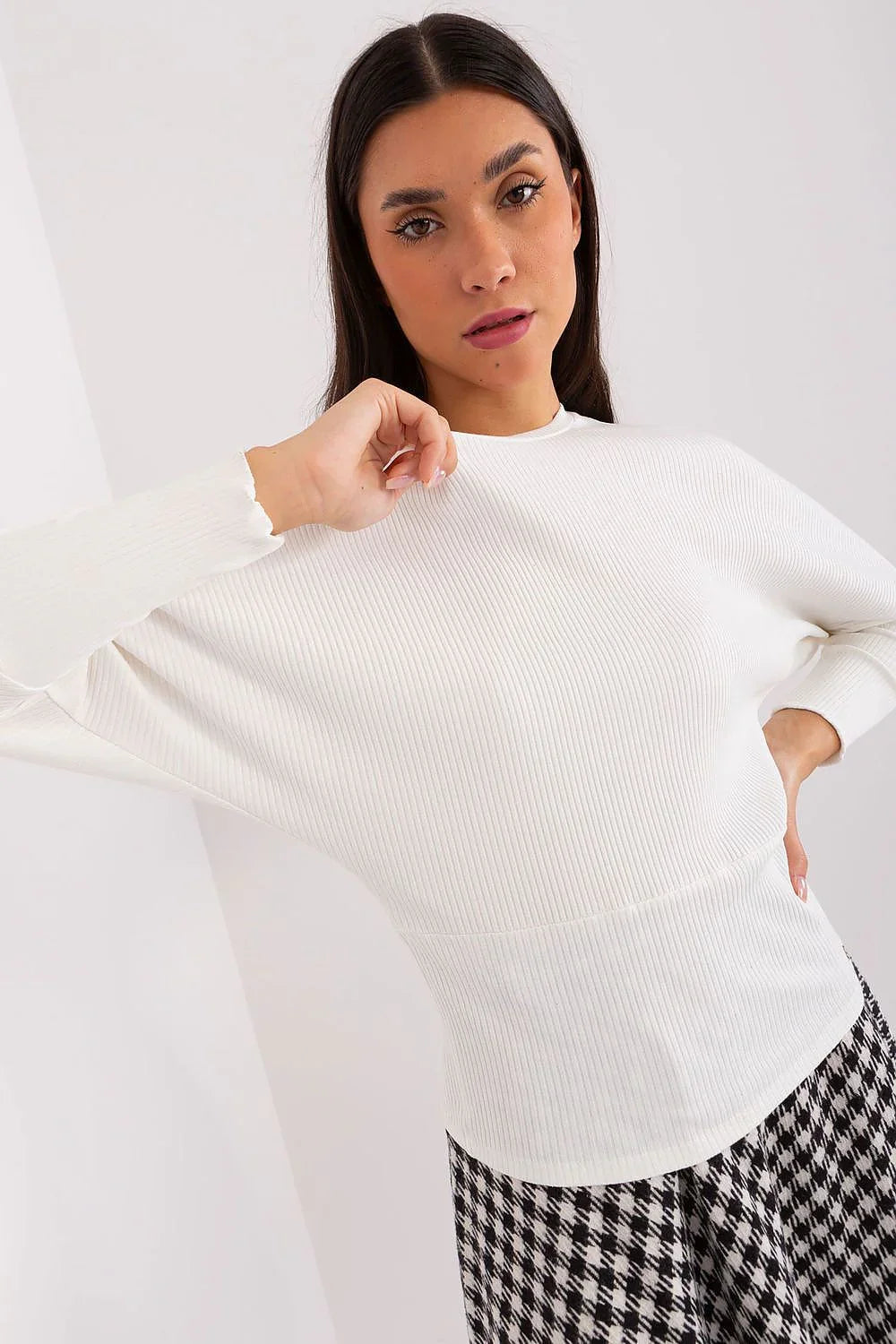 Women's Batwing-Sleeve Blouse - Textured Waist Length
