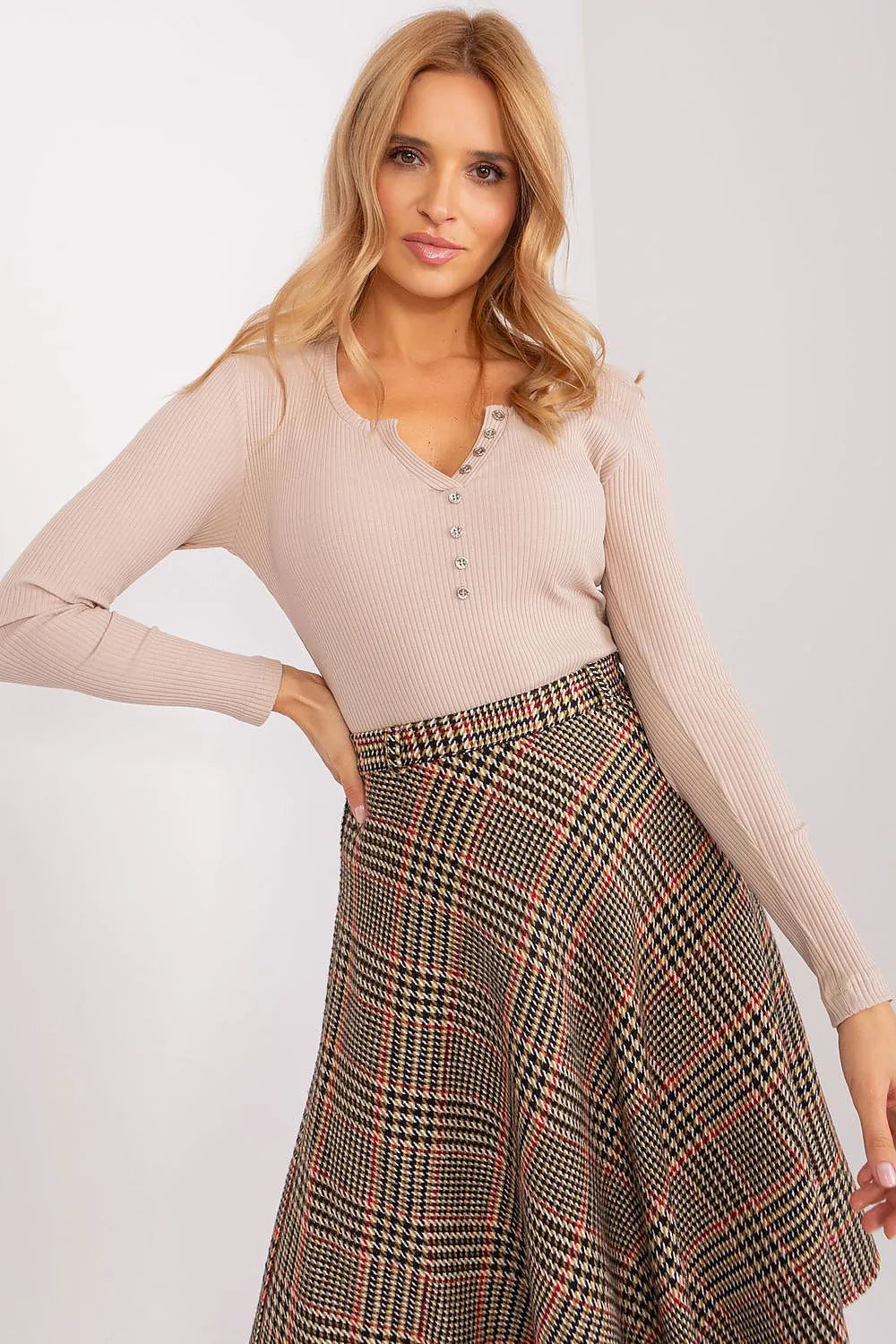 Women's Button-Down Blouse - Striped Waist Length