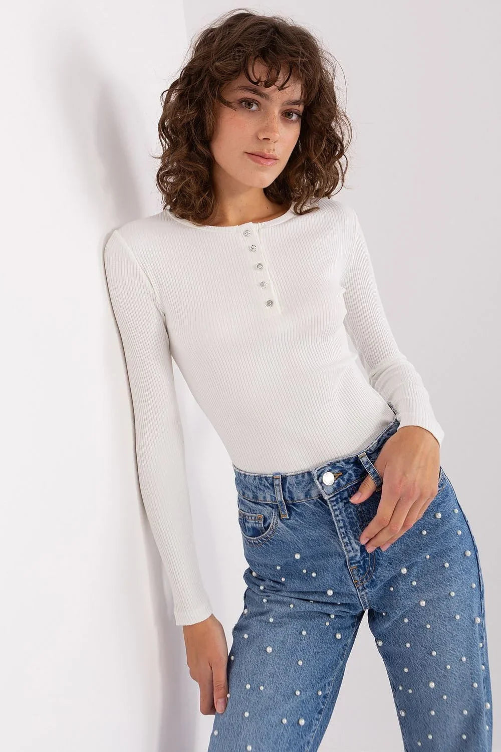 Women's Button-Down Casual Blouse - Striped Waist Length