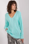 Women's Cable Knit V Neck Pullover Sweater