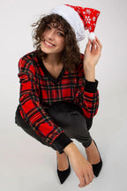 Women’s Checkered V-Neck Blouse and Pants Set