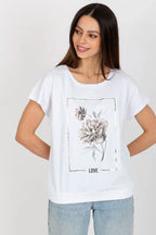 Women's Cotton Blouse - Floral Hip Length