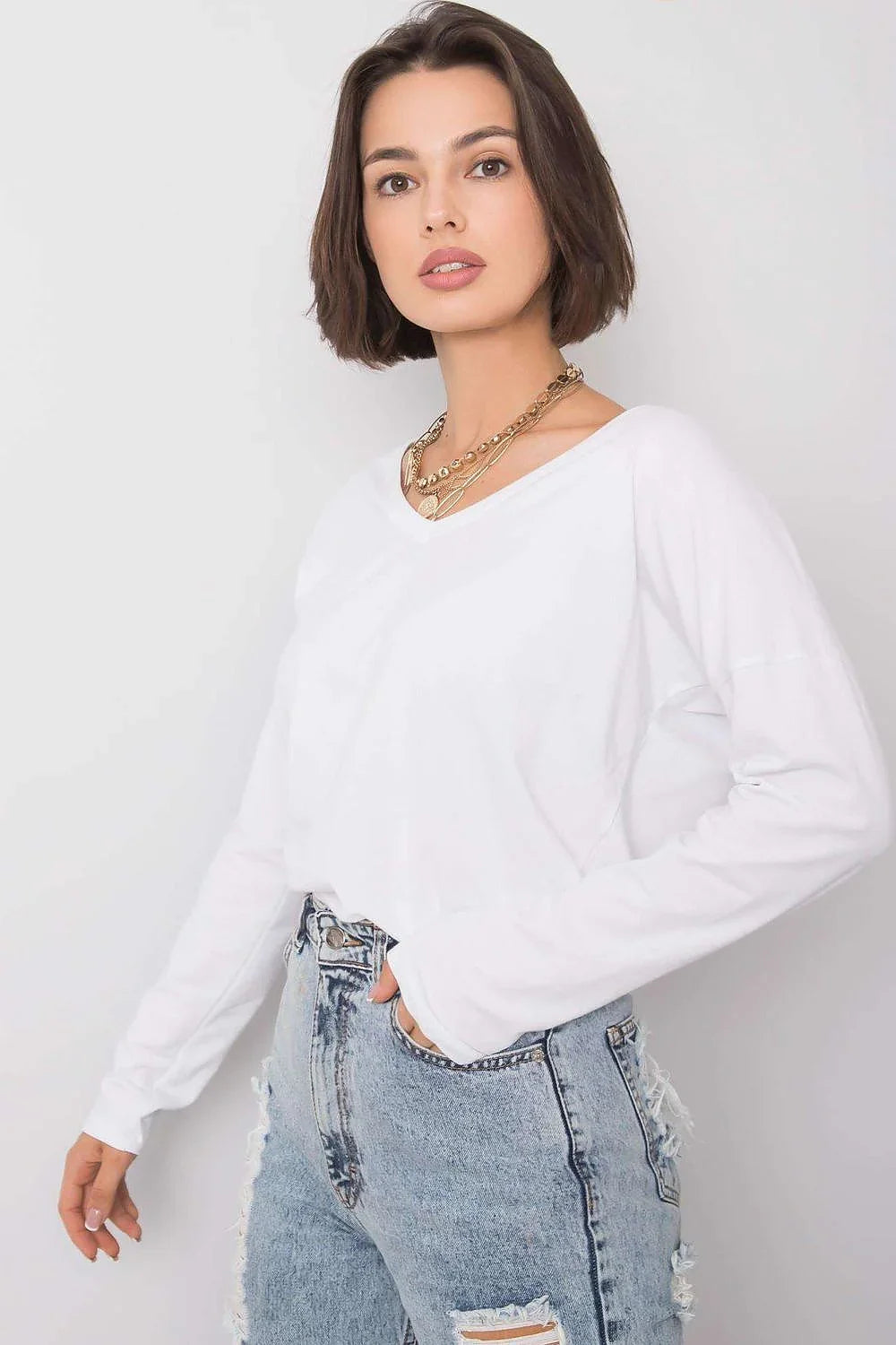Women's Cotton Blouse - Solid Waist Length