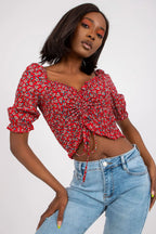 Women's Crop Blouse - Floral Cropped Length
