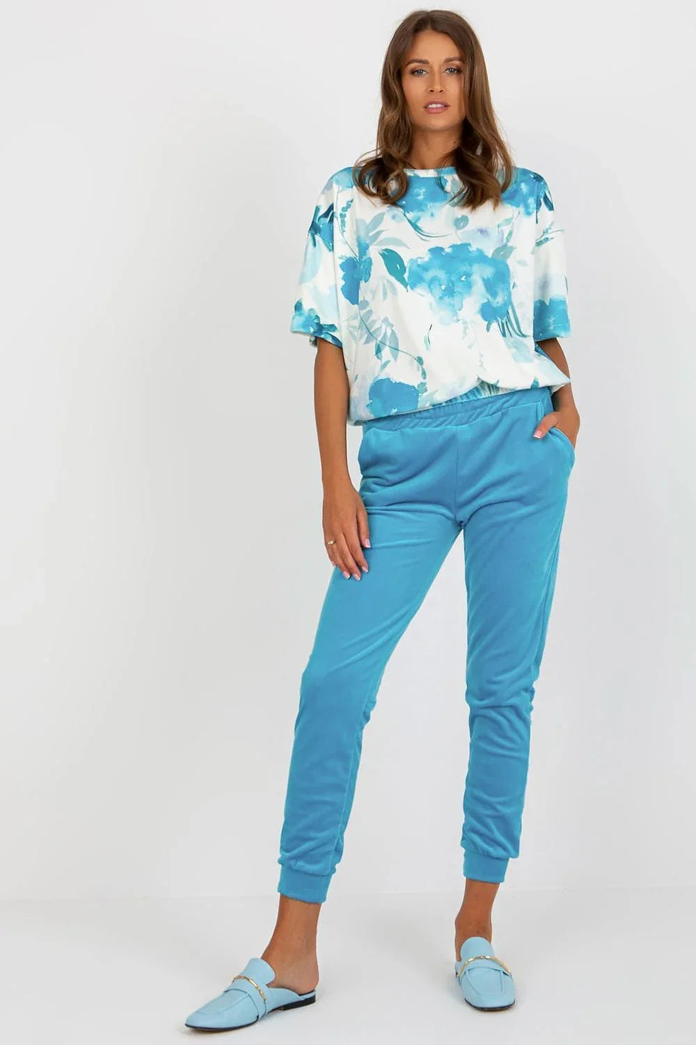 Women’s Floral Blouse and Tapered Pants Set