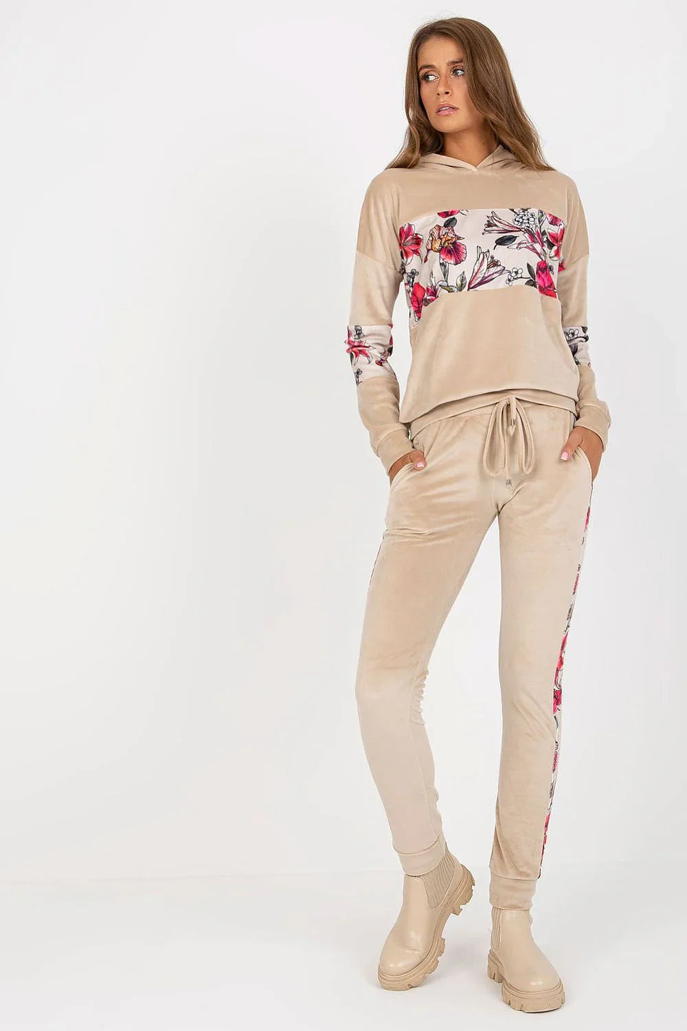 Women’s Floral Hoodie and Tapered Pants Set