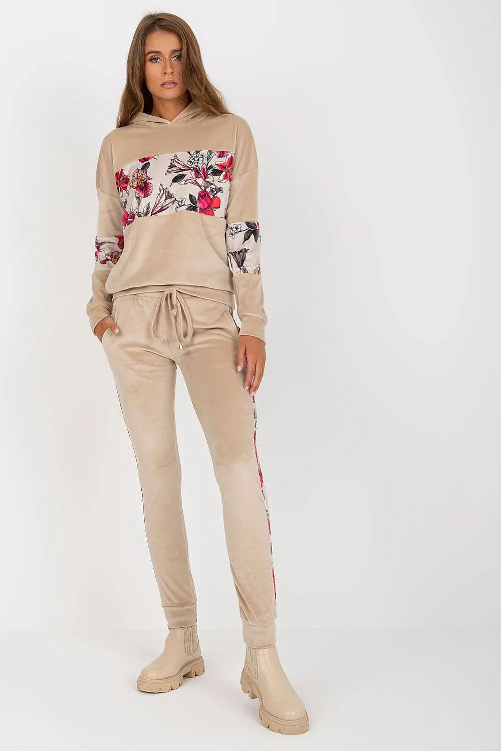 Women’s Floral Hoodie and Tapered Pants Set