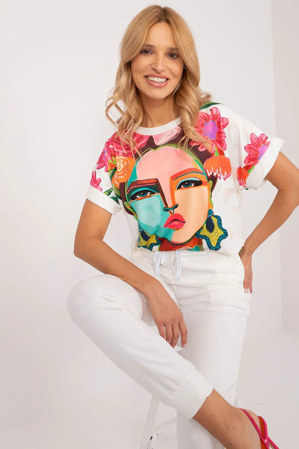 Women’s Graphic Blouse and Tapered Pants Set