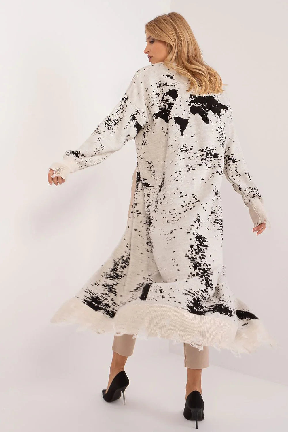 Women's Graphic Longline Cardigan Sweater