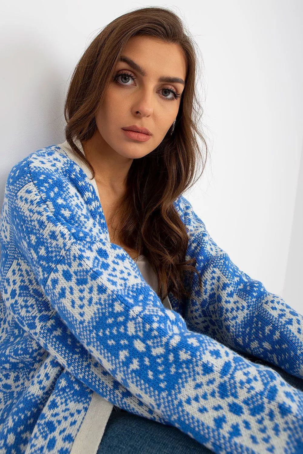 Women's Jacquard Longline Cardigan Sweater