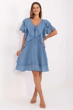 Women's Knee-Length Day Dress – Oversized With Flutter Sleeves
