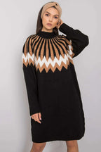 Women's Knee-Length Day Dress - Relaxed With Long Sleeves