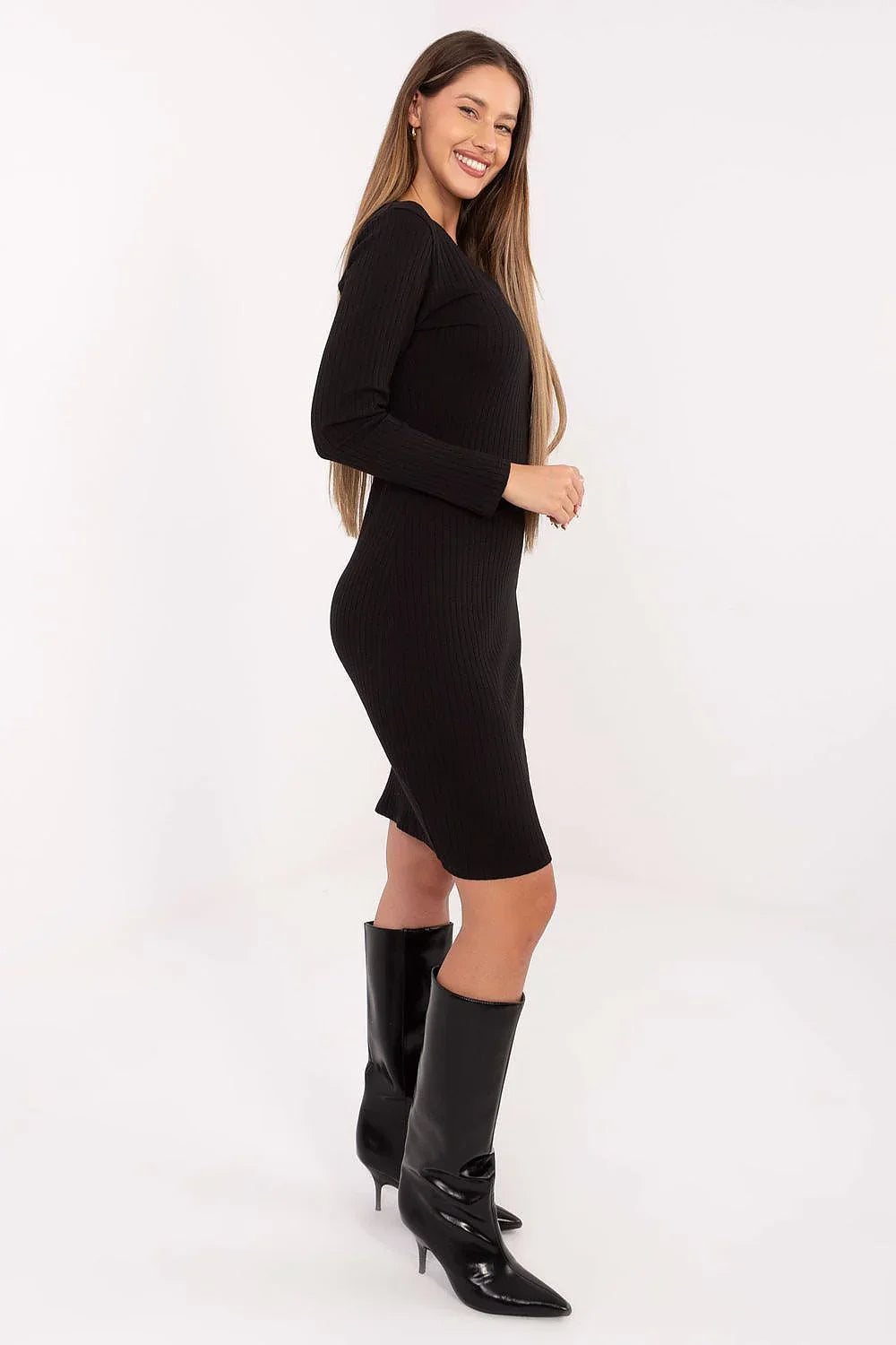 Women's Knee-Length Day Dress – Slim With Long Sleeves