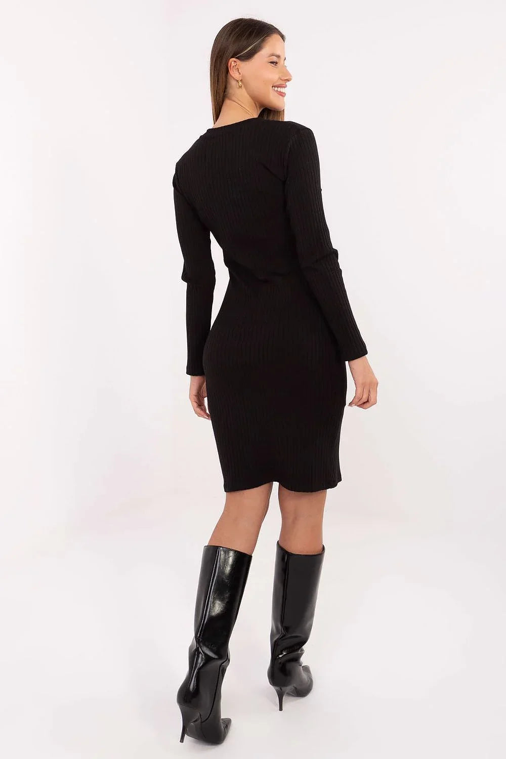 Women's Knee-Length Day Dress – Slim With Long Sleeves