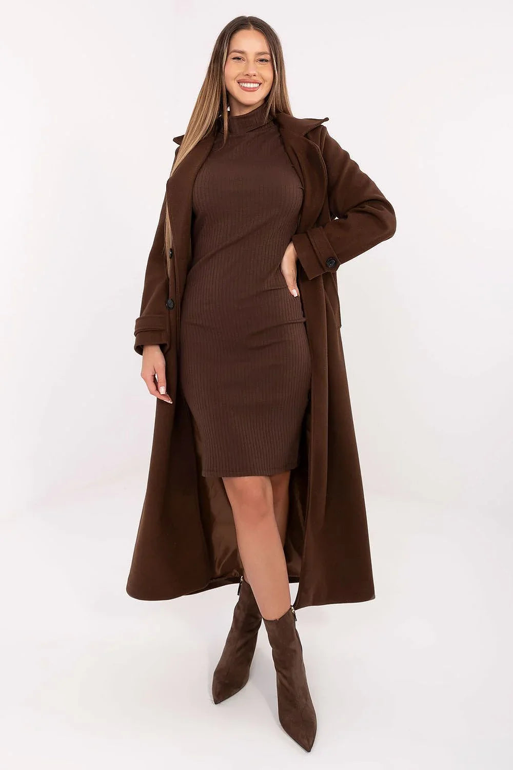 Women's Knee-Length Day Dress – Slim With Long Sleeves