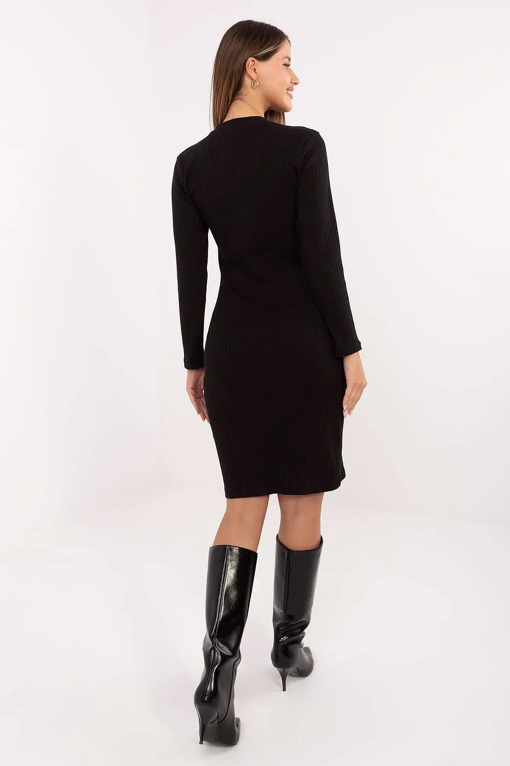 Women's Knee-Length Day Dress – Slim With Long Sleeves