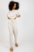 Women’s Linen Blend Blouse and Straight Leg Pants Set