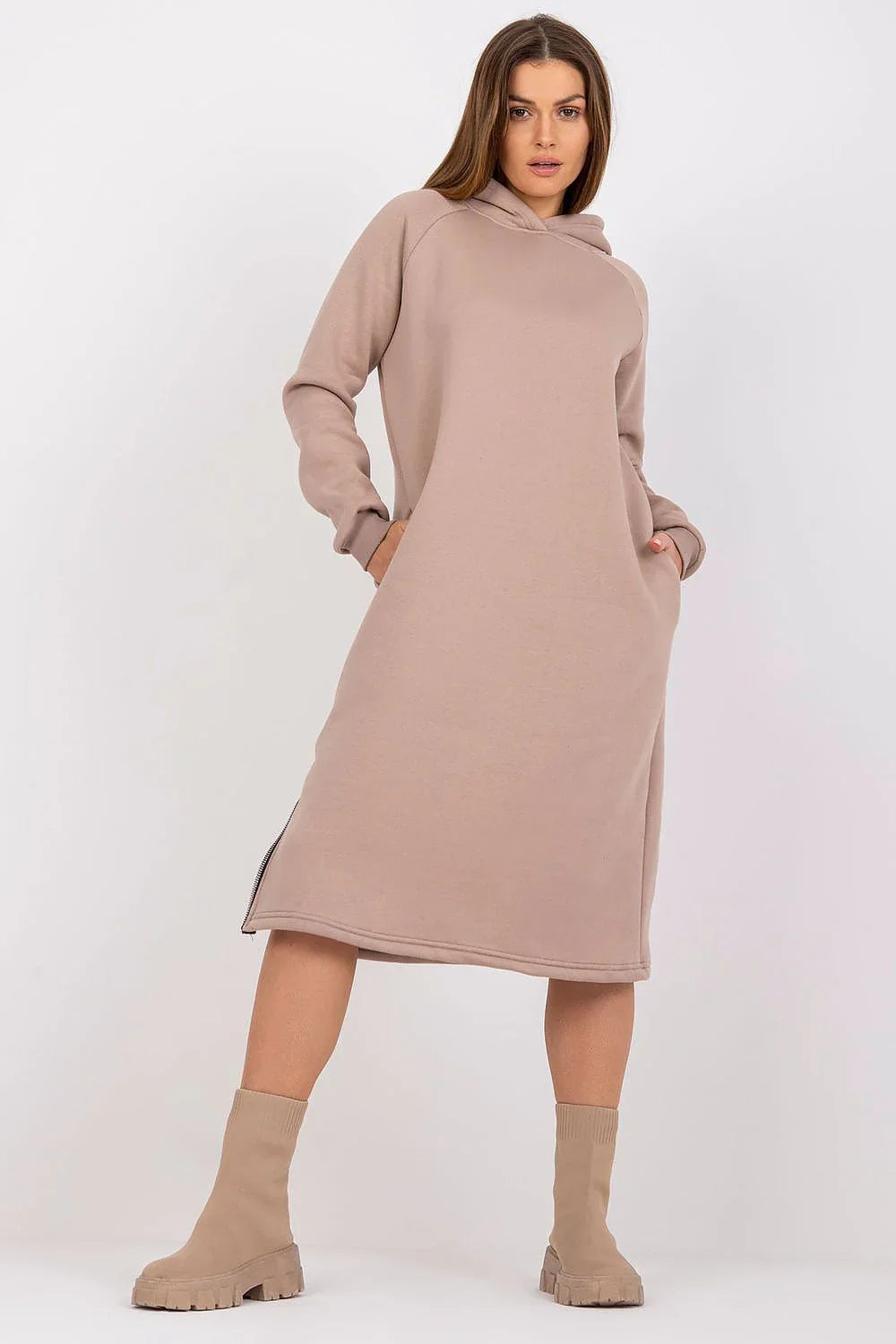 Women's Midi Day Dress – Oversized With Long Sleeves