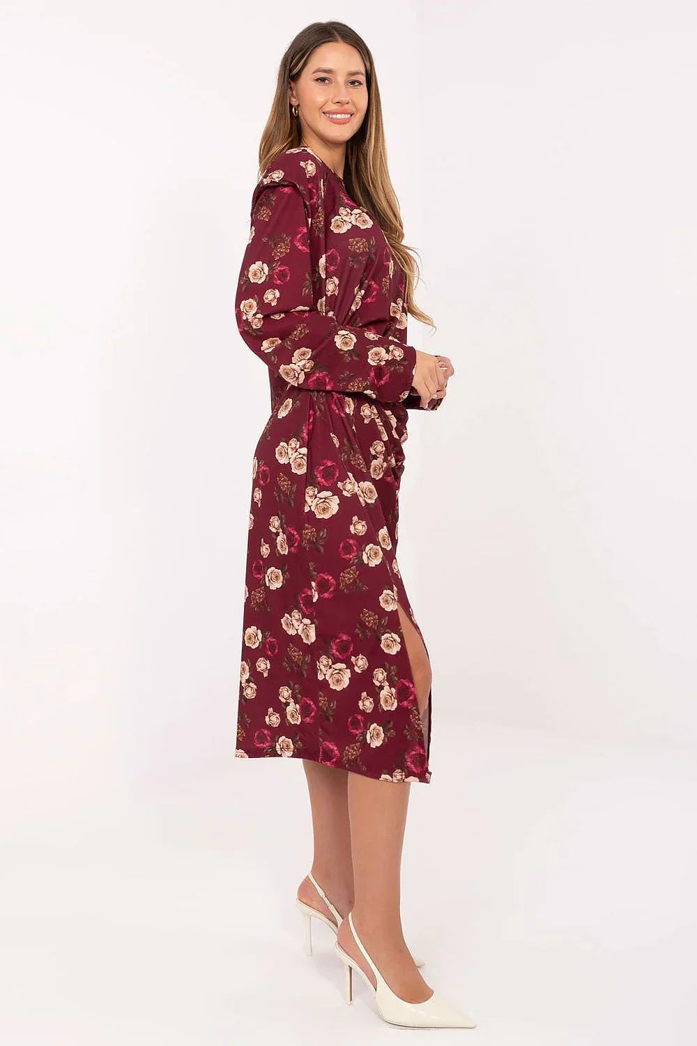 Women's Midi Day Dress – Regular Fit With Long Sleeves