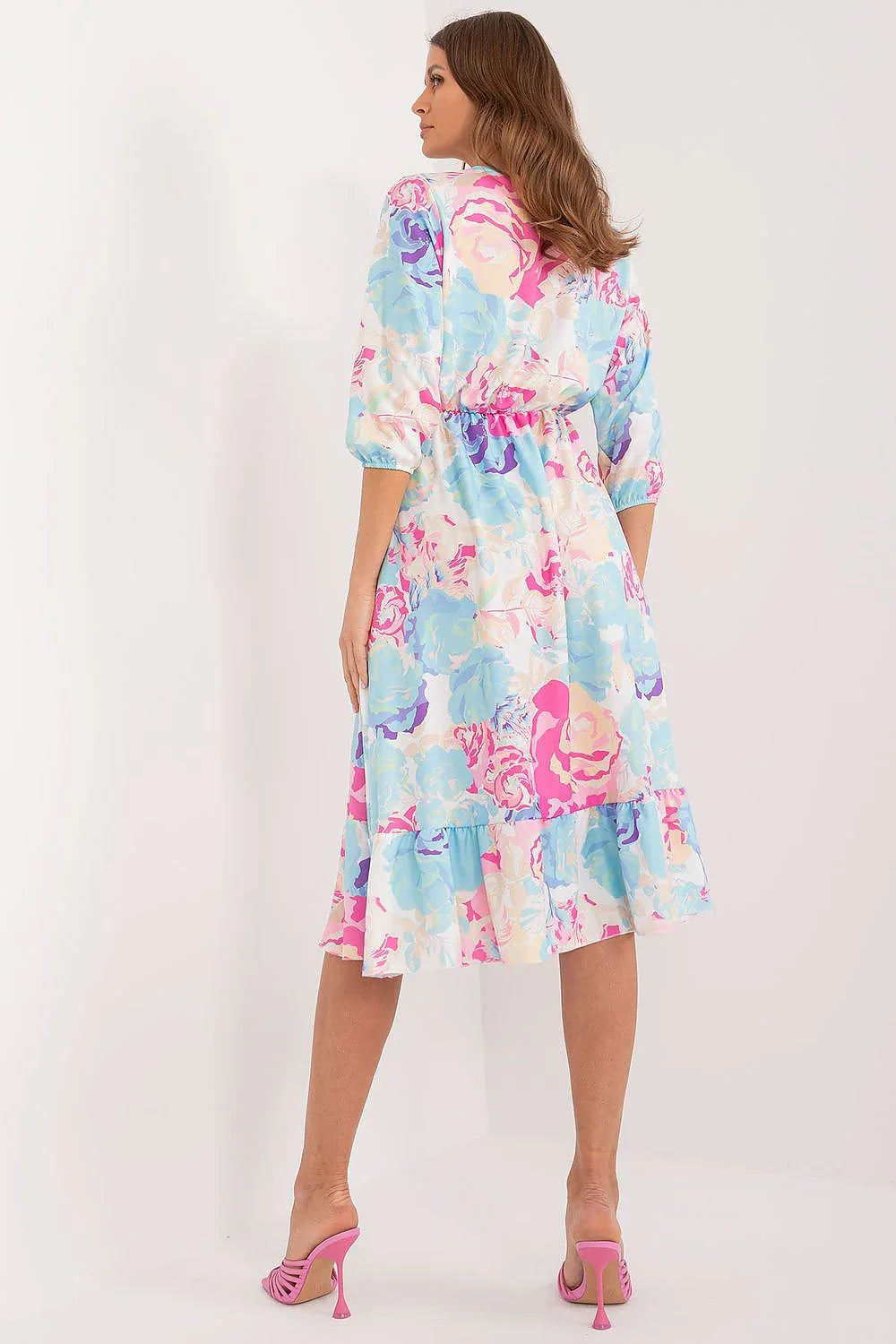 Women's Midi Day Dress – Regular Fit With Three Quarter Sleeves