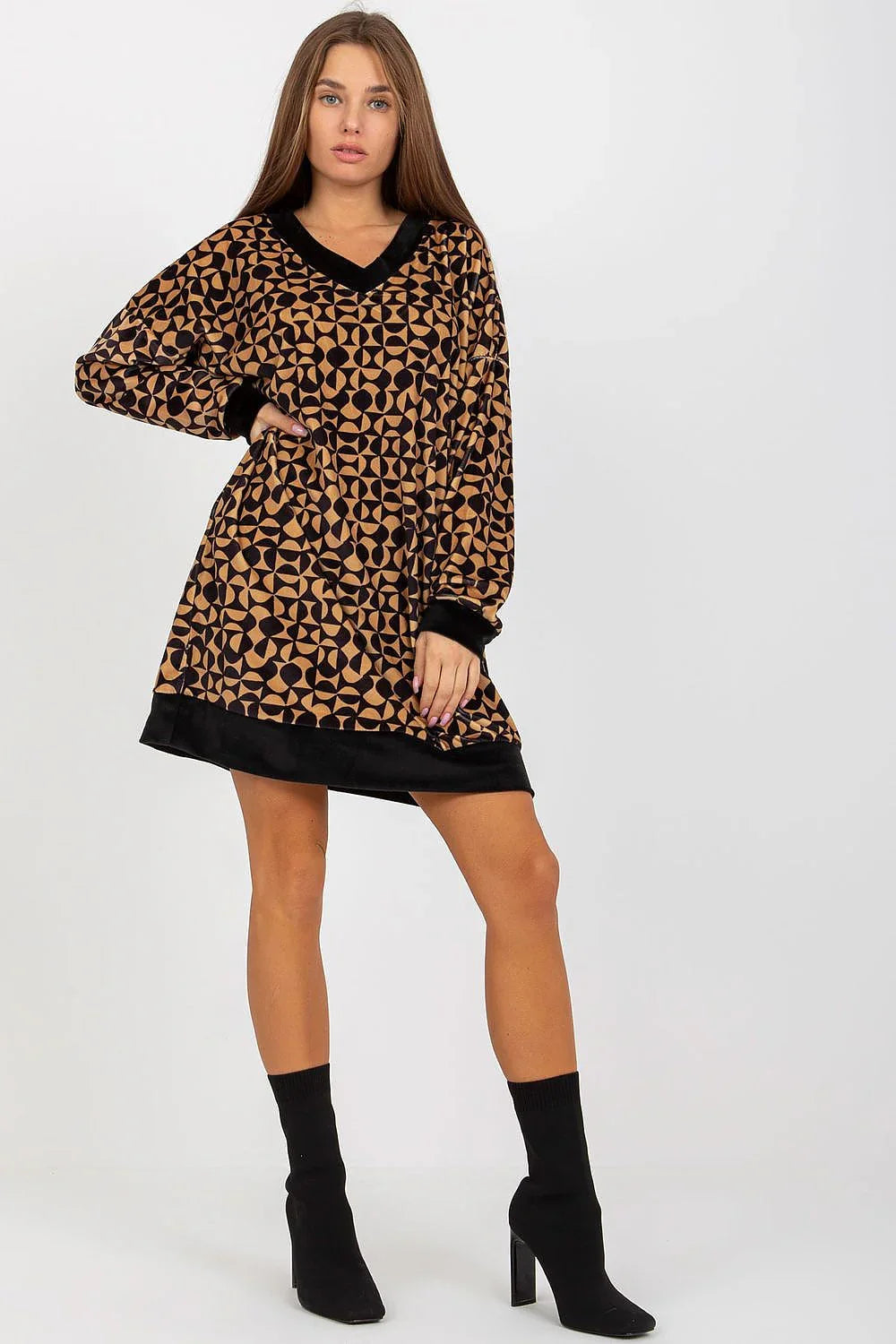 Women's Mini Day Dress – Regular Fit With Long Sleeves