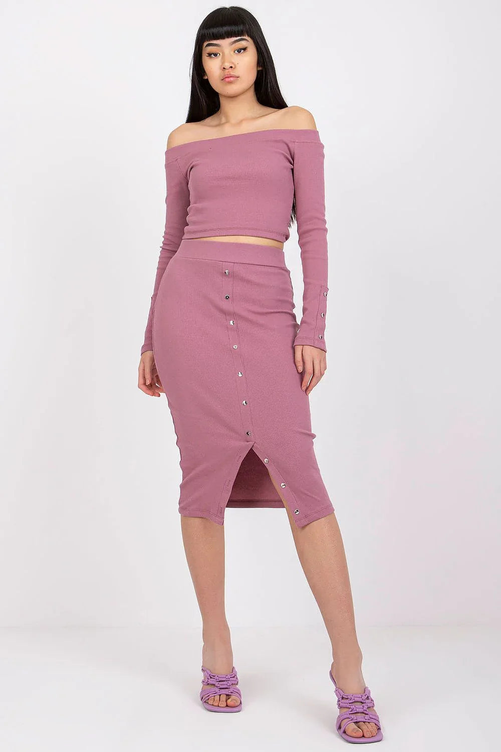 Women’s Off-Shoulder Blouse and Midi Skirt Set