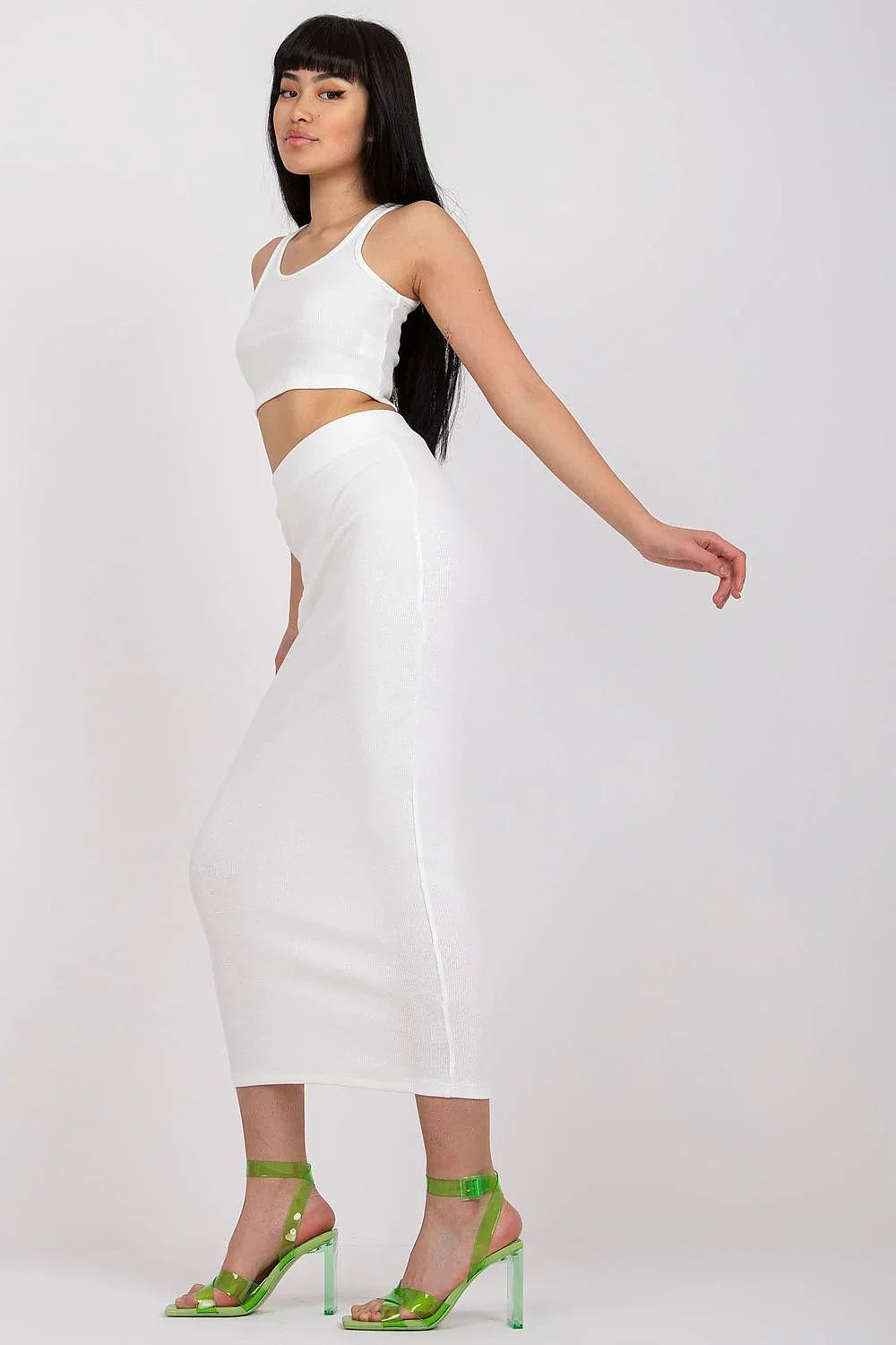 Women’s Ribbed Tank Top and Midi Skirt Set