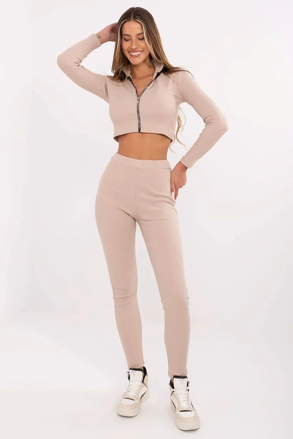 Women’s Slim Fit Ribbed Cropped Top and Pants Set