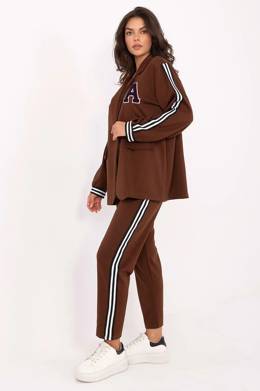 Women’s Striped Blazer and Tapered Pants Set