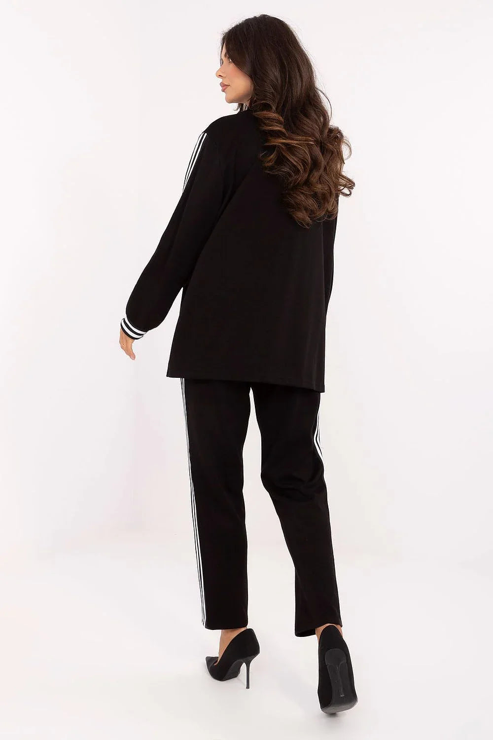 Women’s Striped Blazer and Tapered Pants Set