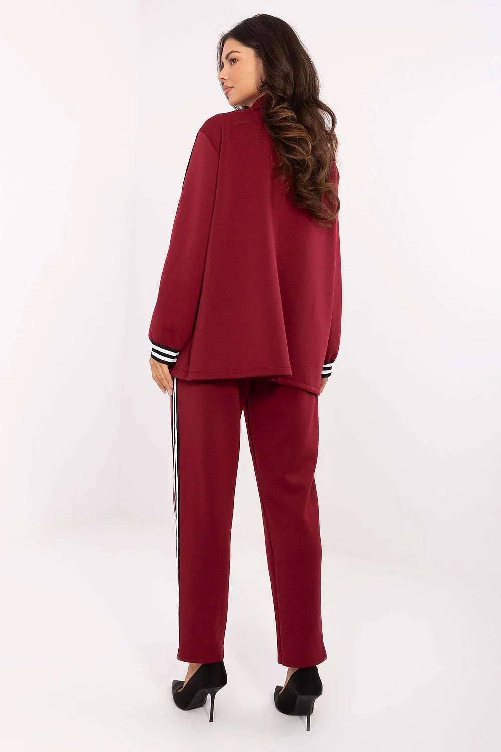 Women’s Striped Blazer and Tapered Pants Set