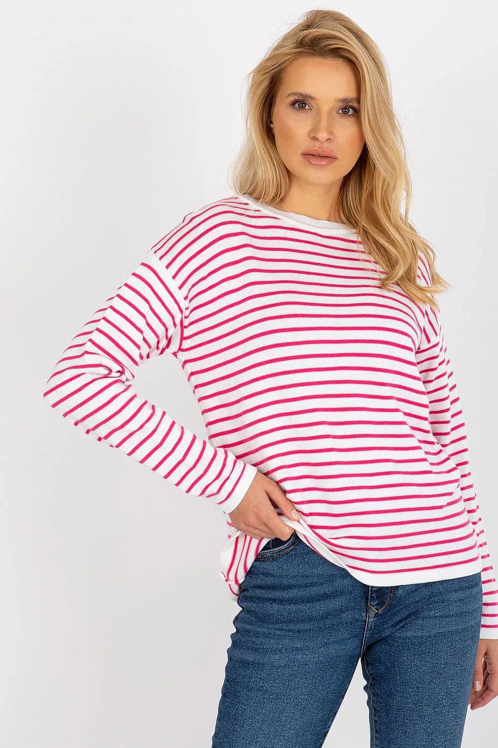 Women's Striped Crew Neck Pullover Sweater
