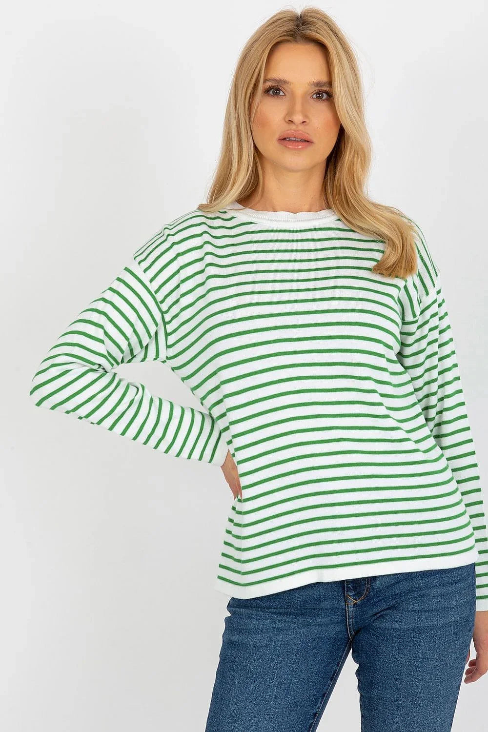 Women's Striped Crew Neck Pullover Sweater