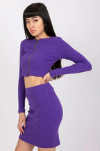 Women’s Striped Long Sleeve Mini Skirt Set