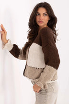 Women's Striped V Neck Cardigan Sweater