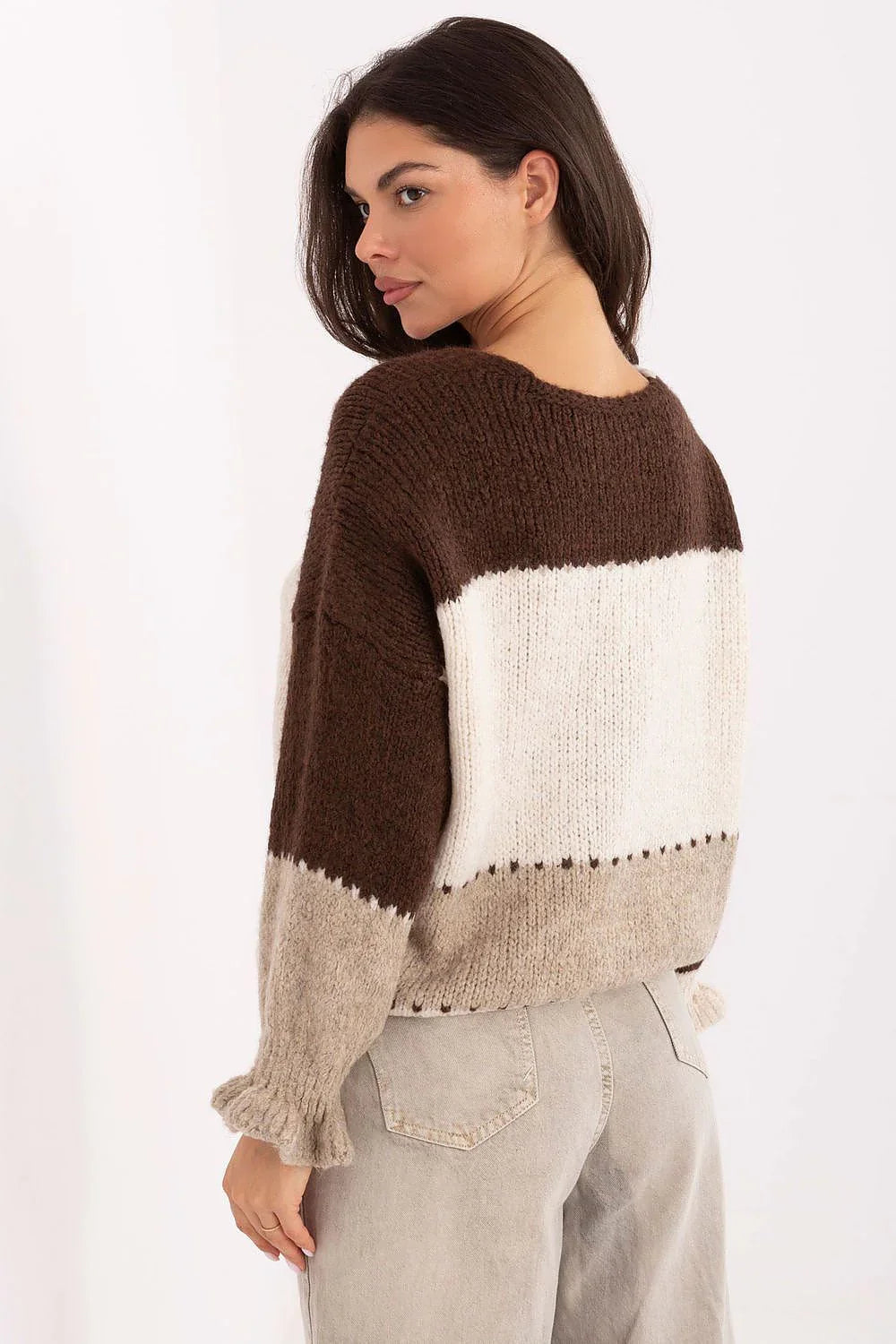 Women's Striped V Neck Cardigan Sweater