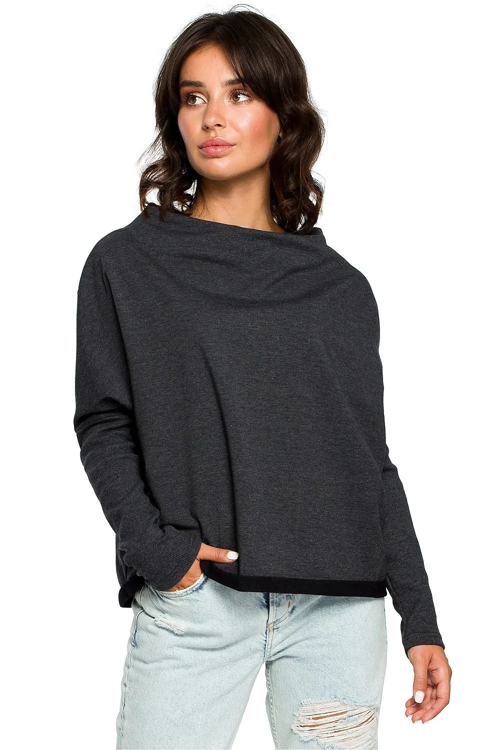 Women's Sweatshirt - Mock-Neck With Oversized Fit