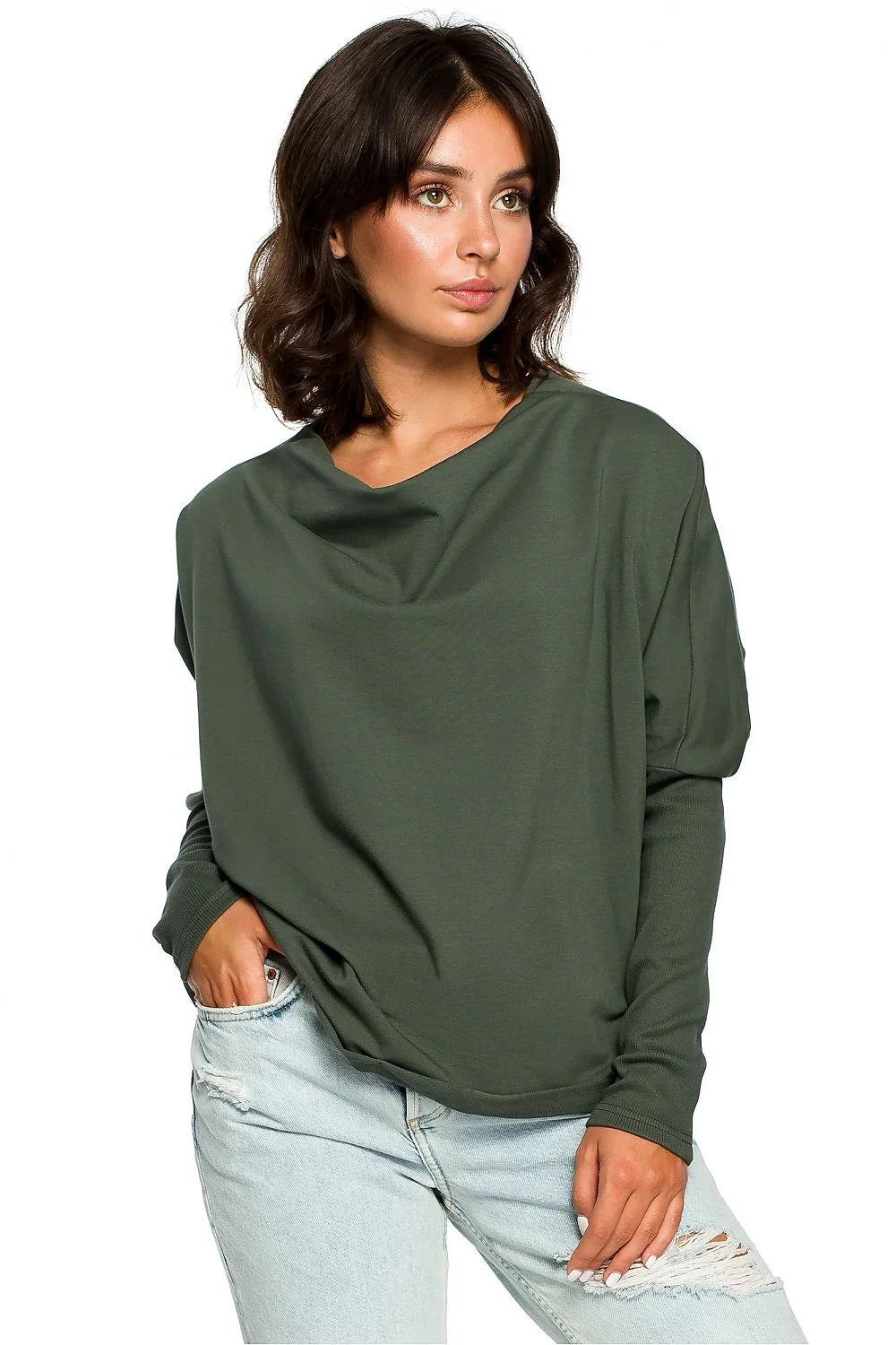 Women's Sweatshirt - Mock-Neck With Oversized Fit