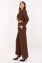 Women’s Tailored Blazer and Wide Leg Pants Suit Set