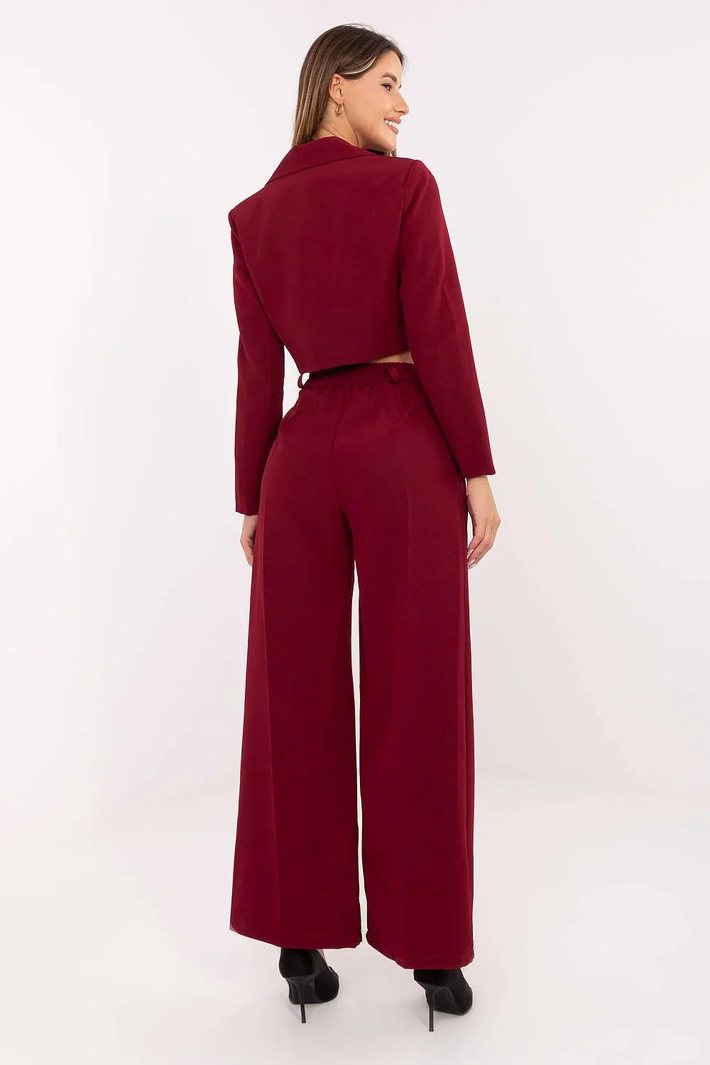 Women’s Tailored Blazer and Wide Leg Pants Suit Set